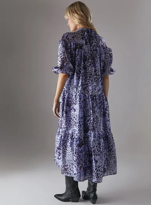 WAREHOUSE Organza High Neck Tier Midi Smock Dress 8