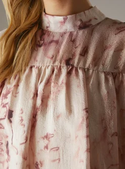 WAREHOUSE Organza High Neck Tier Midi Smock Dress 12