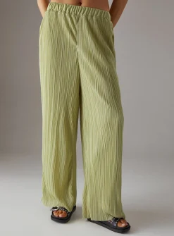 WAREHOUSE Plisse High Waisted Wide Leg Trouser 10