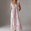 WAREHOUSE Poplin Frill Tier Midi Sundress 10