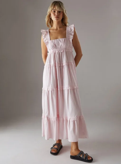 WAREHOUSE Poplin Frill Tier Midi Sundress 10