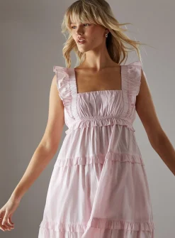 WAREHOUSE Poplin Frill Tier Midi Sundress 10