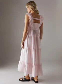 WAREHOUSE Poplin Frill Tier Midi Sundress 10