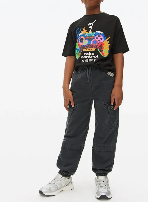 Washed Black Denim Cargo Trousers 7 years
