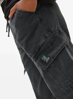 Washed Black Denim Cargo Trousers 7 years