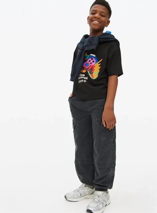 Washed Black Denim Cargo Trousers 7 years