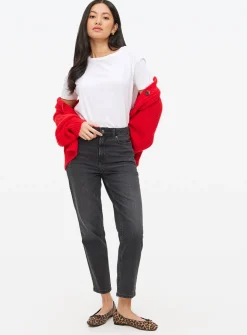 Washed Black Denim Relaxed Straight Jeans 10S