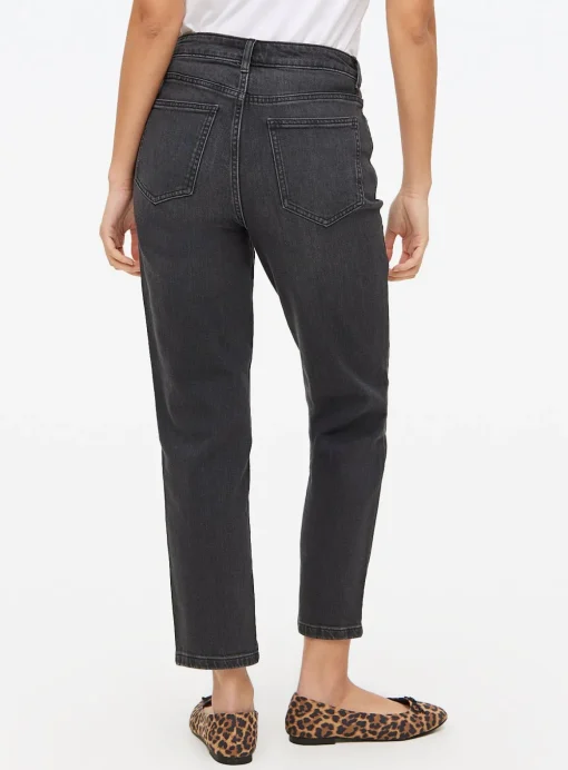 Washed Black Denim Relaxed Straight Jeans 10S