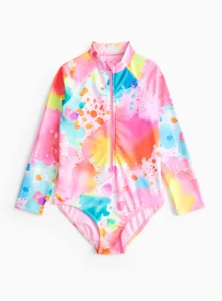 Watercolour Splash Long Sleeve Swimsuit 1.5-2 years