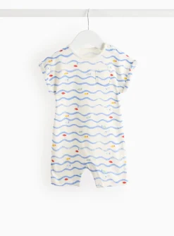 Wave Printed Jersey Romper Up to 3 mths
