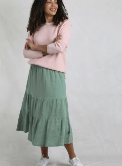 WEIRD FISH Lathika Doublecloth Midi Tiered Skirt 8