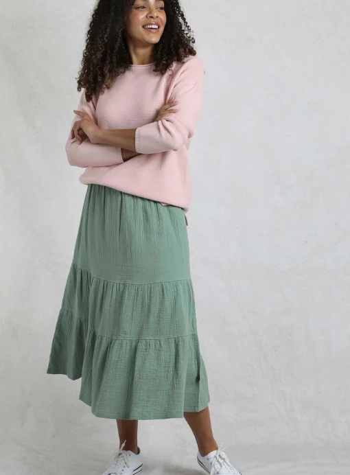WEIRD FISH Lathika Doublecloth Midi Tiered Skirt 8