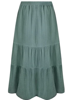 WEIRD FISH Lathika Doublecloth Midi Tiered Skirt 8