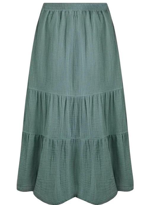 WEIRD FISH Lathika Doublecloth Midi Tiered Skirt 8