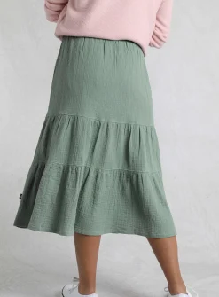 WEIRD FISH Lathika Doublecloth Midi Tiered Skirt 8