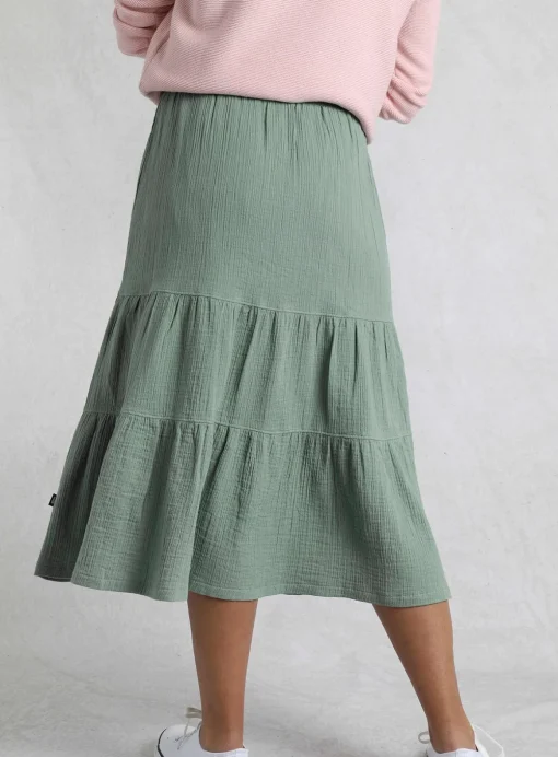 WEIRD FISH Lathika Doublecloth Midi Tiered Skirt 8