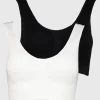 White & Black Seamless Stretch Crop Tops 2 Pack M