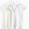 White & Grey Short Sleeve Romper 2 Pack 12-18 months
