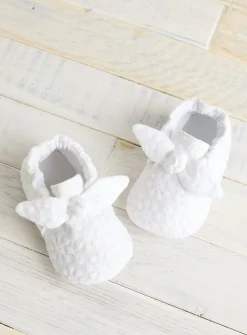 White Broderie Bow Shoes 12-18 months