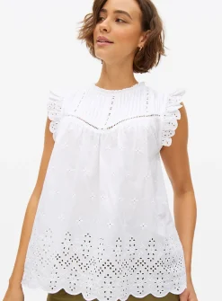 White Broderie Sleeveless Shell Top 8