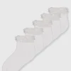 White Broderie Trim Socks 5 Pack 3-5.5