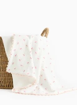 White Cherry Gauze Blanket One Size