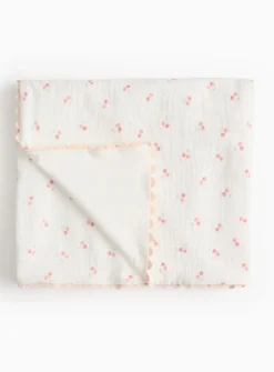 White Cherry Gauze Blanket One Size