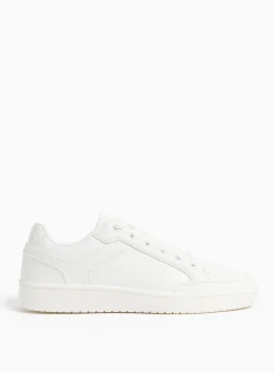 White Croc Panel Lace Up Trainers 5