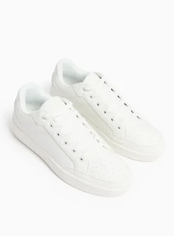 White Croc Panel Lace Up Trainers 5