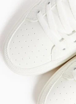 White Croc Panel Lace Up Trainers 5