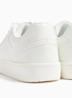 White Croc Panel Lace Up Trainers 5