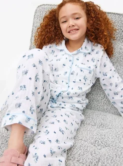 White Double Cloth Floral Print Pyjamas 1-2 years