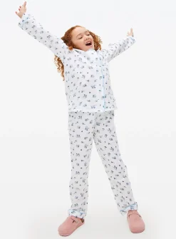White Double Cloth Floral Print Pyjamas 1-2 years