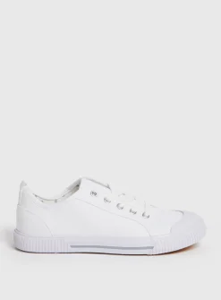 White Eyelet Canvas Trainer 7