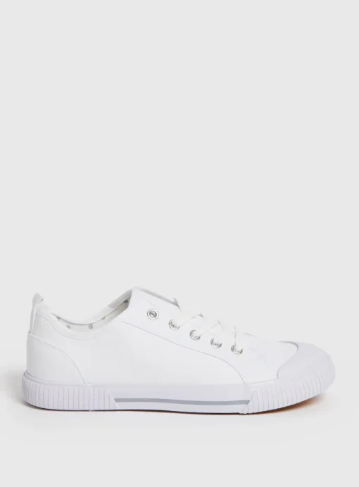 White Eyelet Canvas Trainer 7