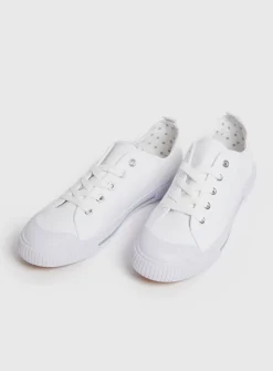 White Eyelet Canvas Trainer 7