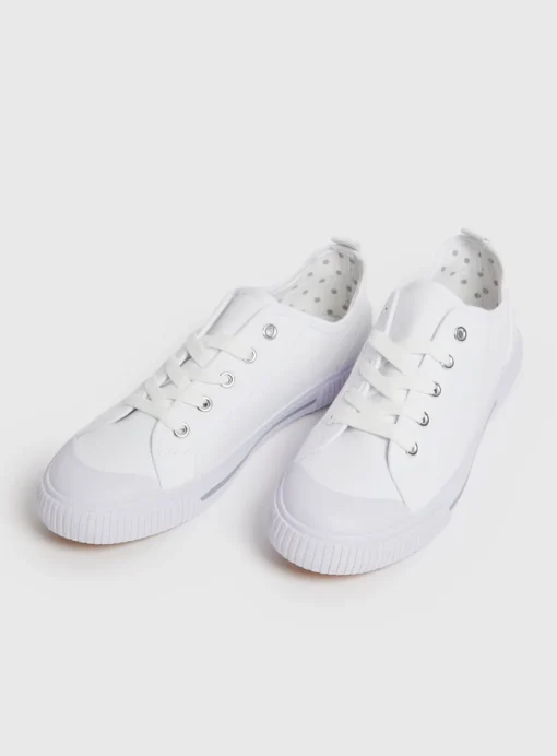White Eyelet Canvas Trainer 7