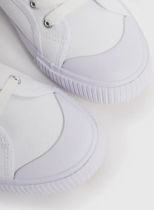 White Eyelet Canvas Trainer 7