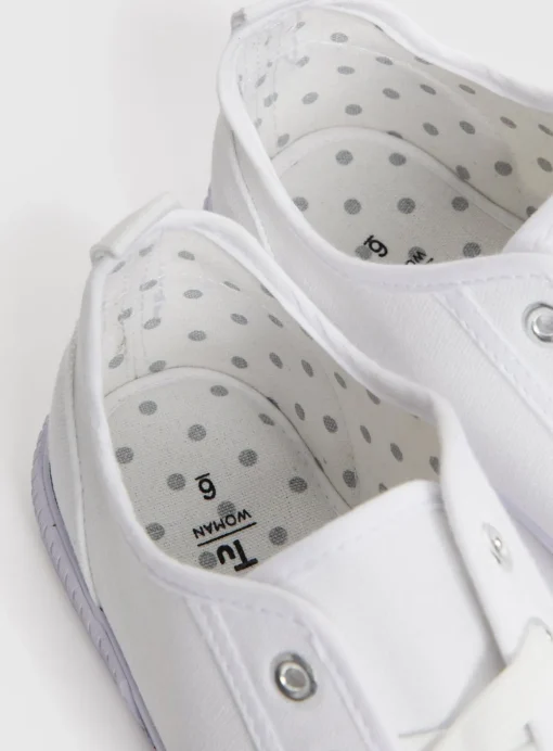 White Eyelet Canvas Trainer 7