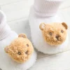 White Fleece Bear Booties 12-18 months