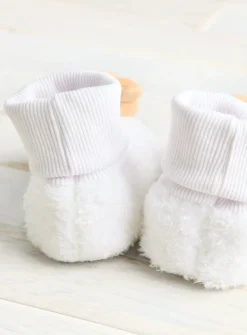 White Fleece Bear Booties 12-18 months