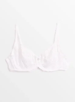 White Floral Lace Underwired Bra 32DD