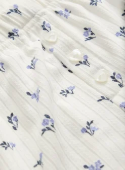 White Floral Print Rib Short Sleeve Pyjamas 7-8 years