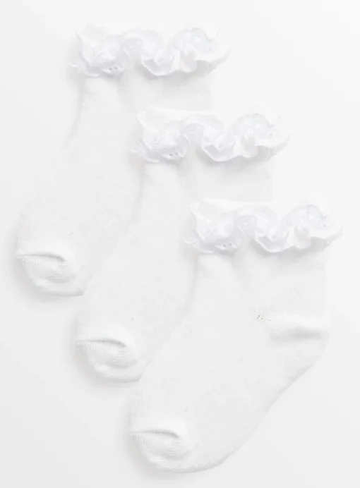 White Frill Socks 3 Pack 12-24 months