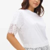 White Lace Trim Boxy T-Shirt XL