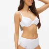 White Lace Trim Cotton Underwired Bra 38C