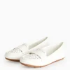 White Laser-Cut Driving Loafers 6