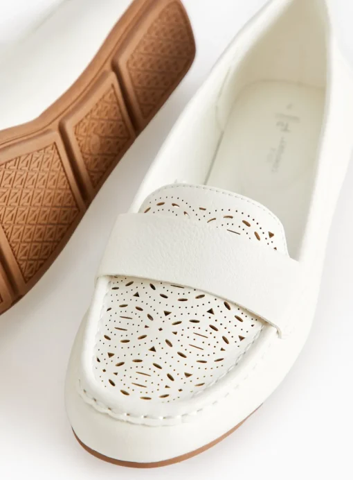 White Laser-Cut Driving Loafers 6