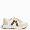 White Leopard Print Panel Trainers 3