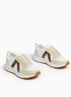 White Leopard Print Panel Trainers 3